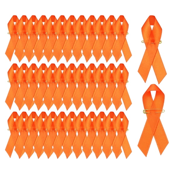 Uxcell Satin Awareness Ribbons with Pins for Charity Public Social Party Event - 100 Pcs & 3 Inch & Orange