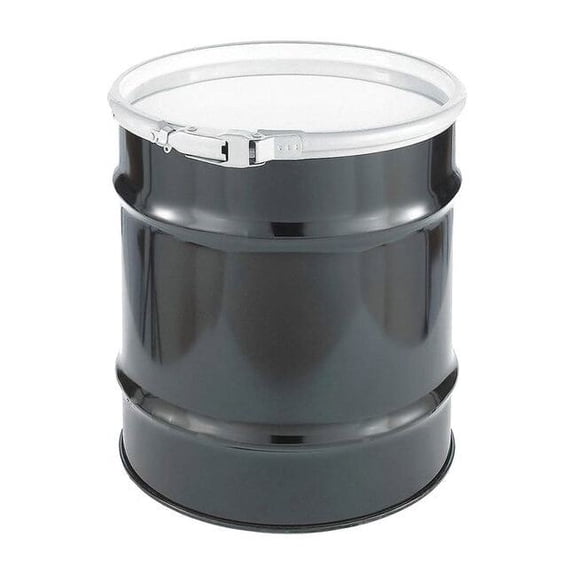 Open Head Transport Drum, Steel, 20 gal, Unlined, Black