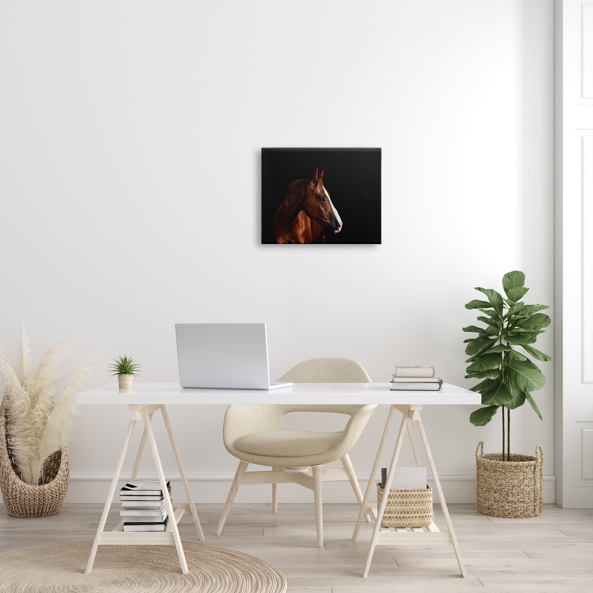 Stupell Industries Modern Horse Portrait Solemn Farm Animal Animals & Insects Photography Gallery Wrapped Canvas Print Wall Art, 16 x 20