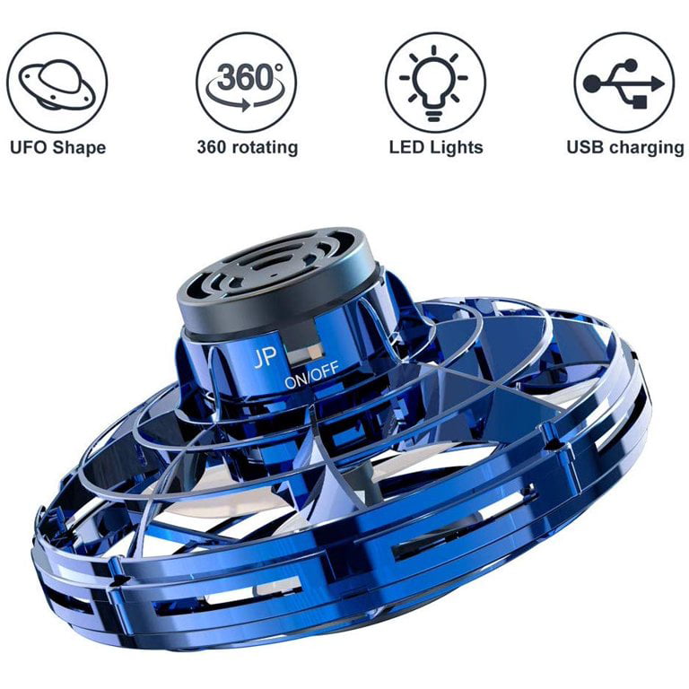 Flying Spinner, Flying Fidget Spinner with LED Lights, Kids Drone Flying  Spinner,Mini Drone with USB Rechargeable for Fun Indoor Outdoor (Blue)