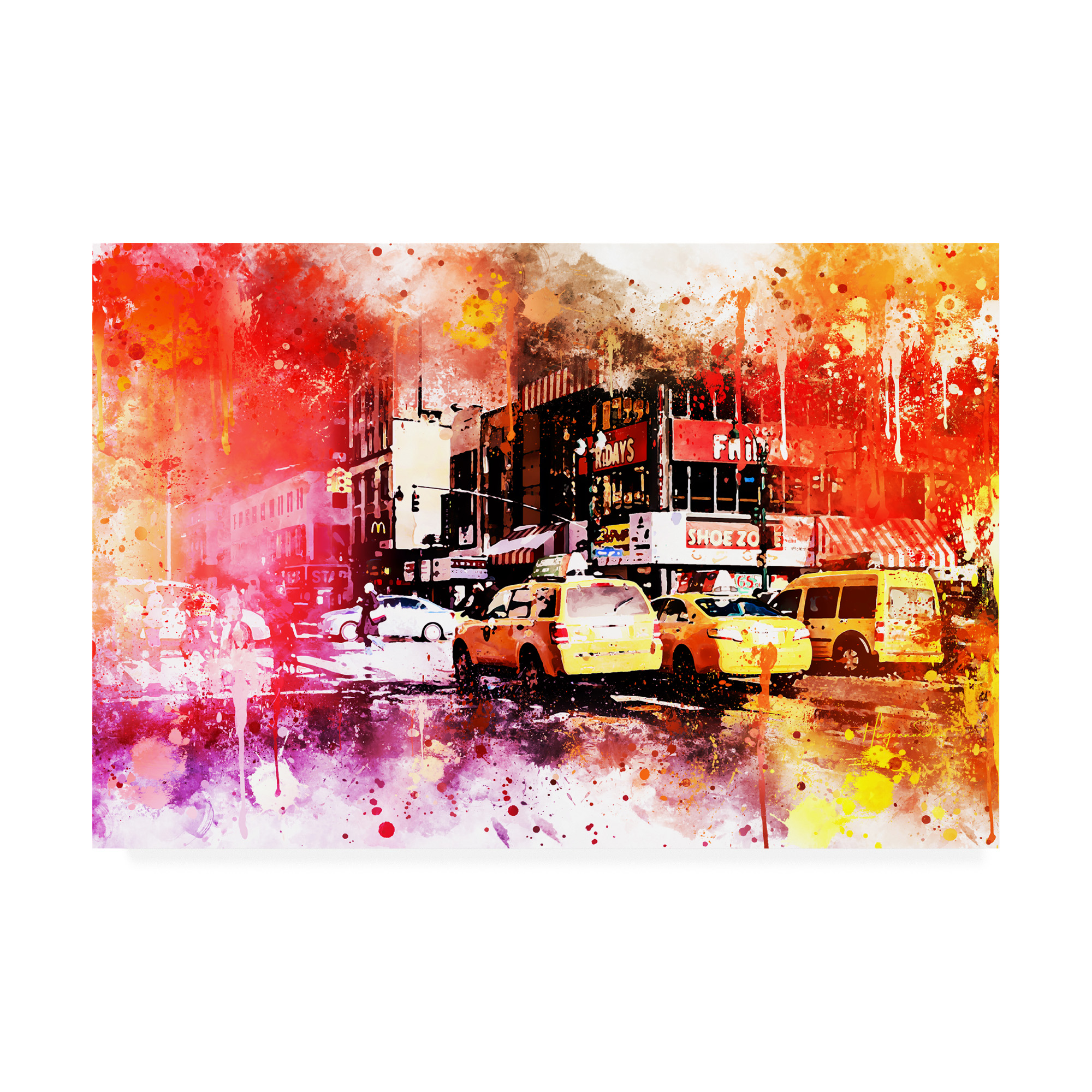 Trademark Fine Art 'Nyc Watercolor Collection - Manhattan Taxis' Canvas Art By Philippe Hugonnard - Walmart.com - Walmart.com