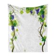 thumbnail image 1 of Vineyard Soft Flannel Fleece Throw Blanket, Swirled Leaves Freshness Fruit Garden Harvest Season Wine Growth Theme Print, Cozy Plush for Indoor and Outdoor Use, 50" x 60", Green, by Ambesonne, 1 of 6