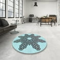 thumbnail image 3 of Ahgly Company Indoor Round Patterned Tron Blue Area Rugs, 7' Round, 3 of 6