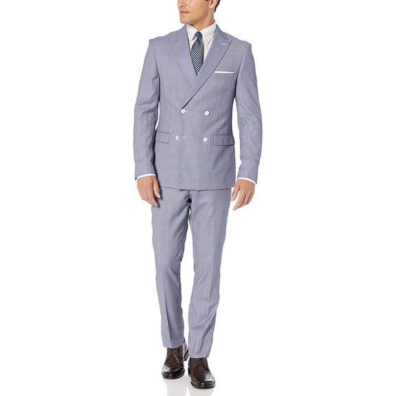 Adam Baker Men's Slim Fit Double Breasted 2-Piece Jacket & Pants Suit Set