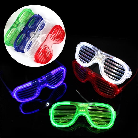 Nsxcdh Flashing LED Multi Color Slotted Shutter Light up Party Glasses Abs 6.1in Built in Battery Protection Fun Night Show Holiday Sunglasses Accessories Home Decor Gift Card
