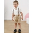 thumbnail image 6 of CARETOO Toddler Boy Clothes Formal Suit Cotton Fabric Short Sleeves Shirt Pants Bowtie 3pcs Set, 6 of 17