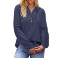 thumbnail image 4 of Fantaslook Plus Size Hoodies for Women Waffle Knit Sweatshirts Drawstring Long Sleeve Tops Button V Neck Pullover, 4 of 10