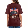 thumbnail image 6 of CAICJ98 Women's 250th America Anniversary Casual Printed Crew Neck T-Shirt USA Flag Tee 250 Years of Freedom T-Shirts for Women (Wine,S), 6 of 7