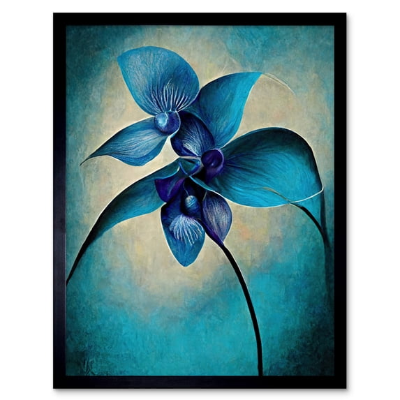 Abstract Blue Orchid Floral Modern Art Print Framed Poster Wall Decor 12x16 inch