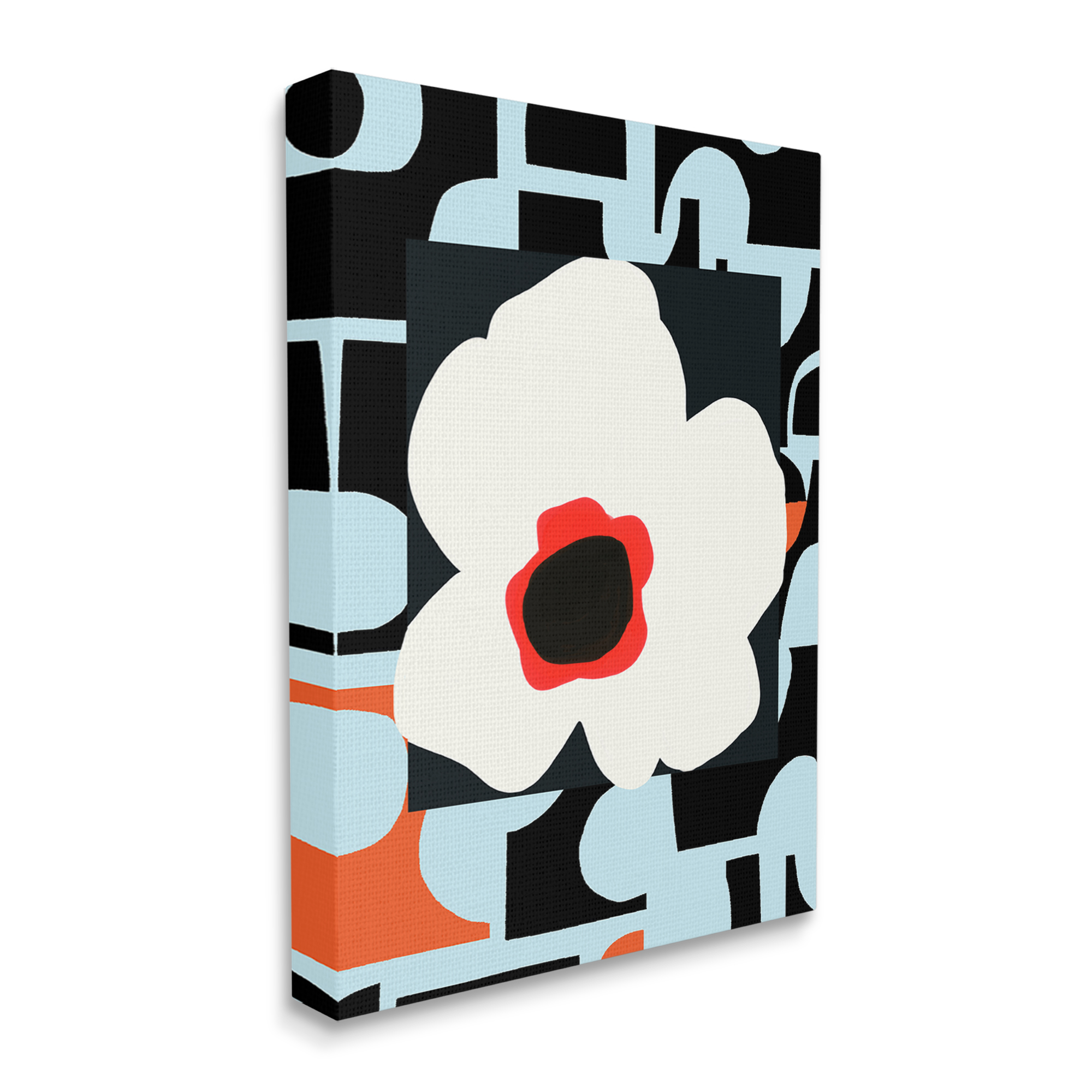 Stupell Industries Retro Floral Shapes Abstract Geometric Petals Silhouette Graphic Art Gallery Wrapped Canvas Print Wall Art, Design by Deborah Velasquez
