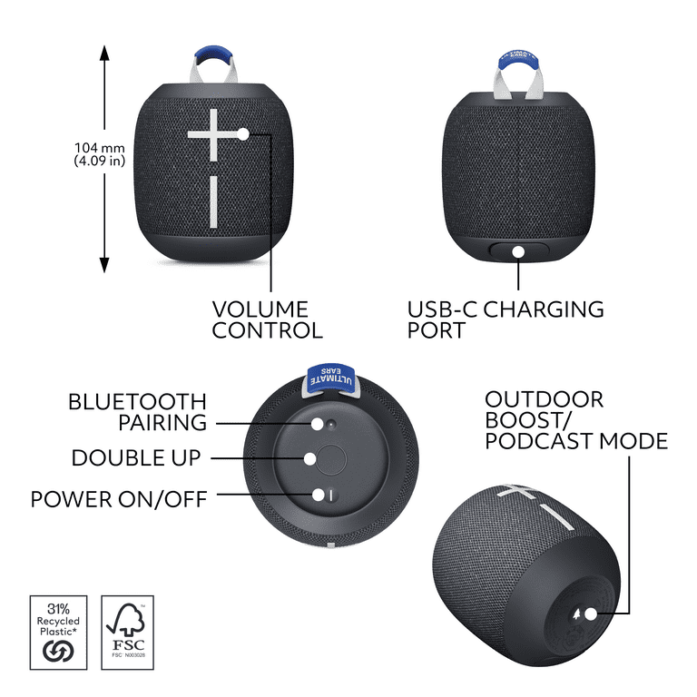 Logitech Ultimate Ears WONDERBOOM 4, Waterproof Bluetooth