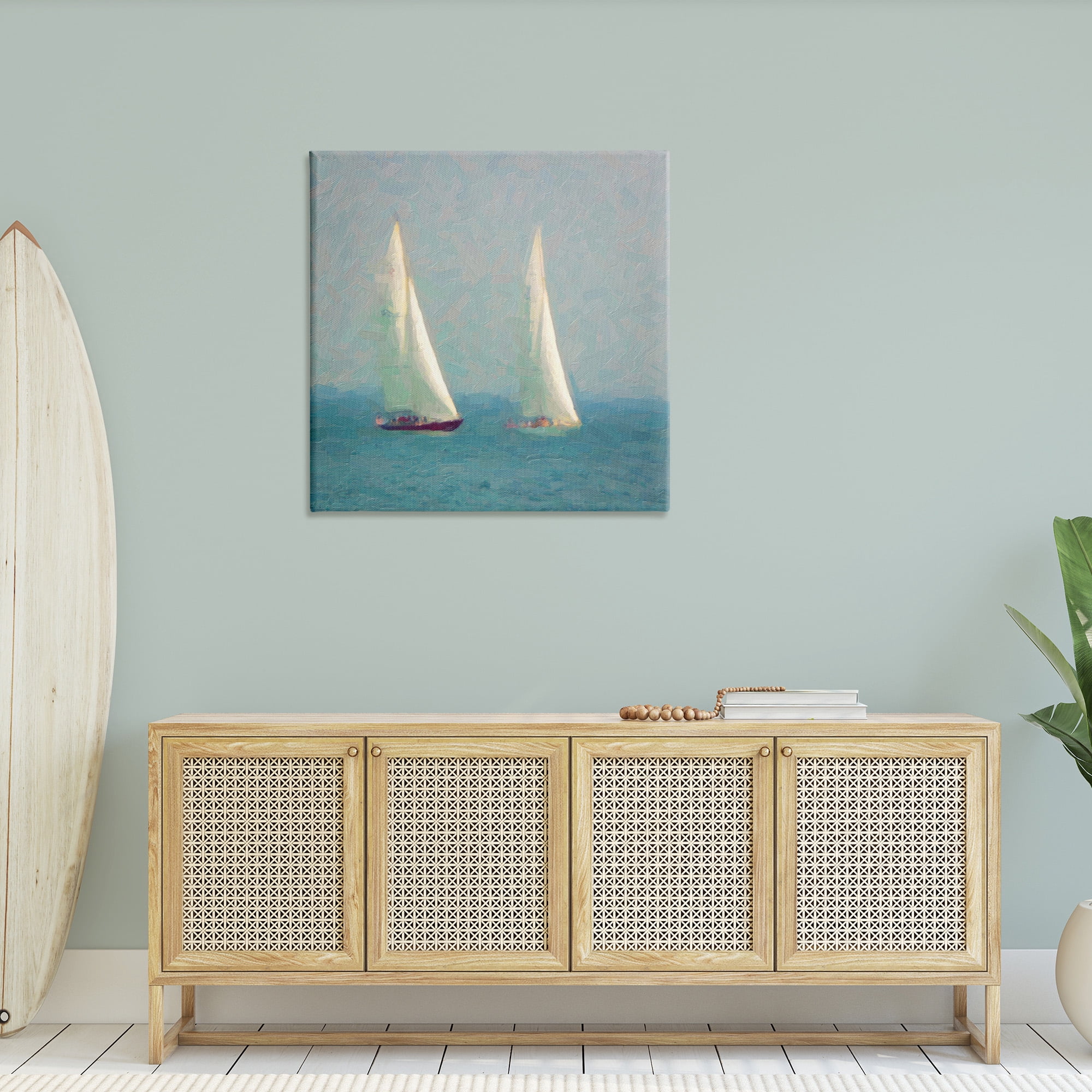 Stupell Industries People on Sailing Boats Transportation Painting Gallery Wrapped Canvas Art Print Wall Art, 36 x 36
