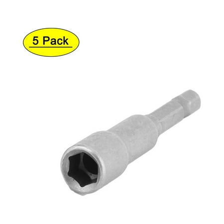 65mm Long 8mm Inner Dia Metal Magnetic Socket Hex Nut Driver Adapter Bits 5pcs