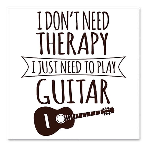 DistinctInk Custom Bumper Sticker - 3" x 3" Decorative Decal - White Background - Don't Need Therapy Need to Play Guitar