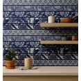 thumbnail image 4 of S4Sassy Papier Peint Décoratif Bohème Autocollant, Papier Peint Rayé à Blocs Manuels, Papier Vinyle Texturé Imperméable, Bleu, Couverture Murale Amovible Compatible avec le Locataire pour Chambre, Salle à Manger, 4 of 9