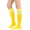 thumbnail image 2 of American Trends Womens Knee High Athletic Socks Casual Stripe Tube Outdoor Sport Socks Thigh High Tights Stockings 1 Pack Yellow White, 2 of 4