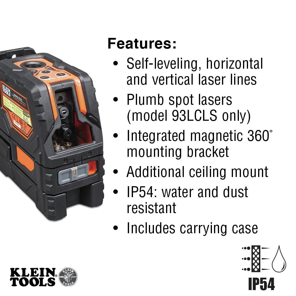 Klein Tools 93LCL Self-Level Cross-Line Laser Level with Plumb