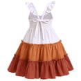 thumbnail image 2 of IBTOM CASTLE Toddler Little Girls Rainbow Twirly Skater Dress Kids Back to School Dress Summer Casual Tea Party Beach Sundress 5-6 Years Brown, 2 of 8