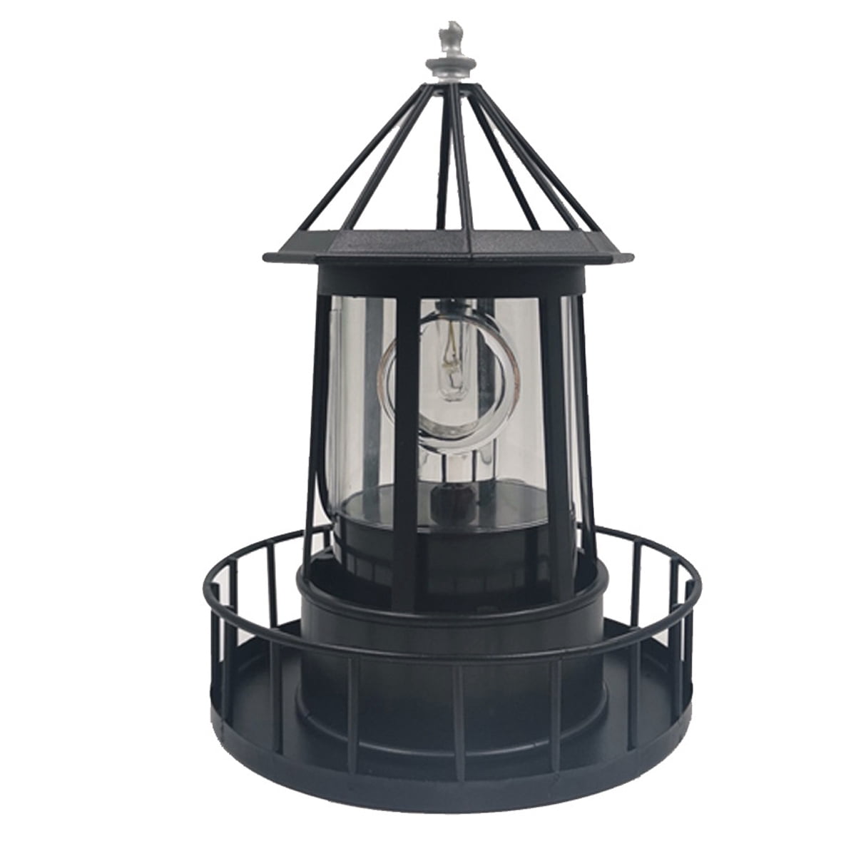 Solar LED Light Garden Lighthouse Outdoor Rotating Beam Sensor Beacon Lamp Decor 