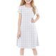 thumbnail image 3 of Girls 2025 Summer Dresses Classic Checkered A-Line Dress Soft Short Sleeve Perfect for Casual and Special Occasions ,Sie:160, 3 of 7