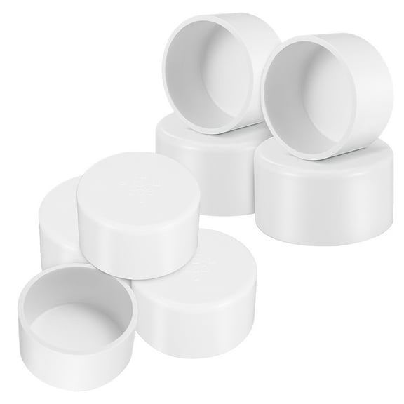 IDEANATEGRATE 8Pcs PVC Pipe End Caps for Sprinkler Systems 2.8x2.8x1.4in White Round