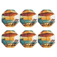 thumbnail image 2 of Pofeuu Vintage Beach Sunset Print Leather Coasters Set of 6, Round Cups Mugs Mat Pad for Home Kitchen Heat Resistant Drink Coasters,Octagon, 2 of 7