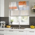 thumbnail image 4 of Burnt Orange Grey Curtain Valances for Windows, Kitchen Valance Window Treatments Panel 2 Pack, Abstract Art Color Block Rod Pocket Short Curtains for Bathroom Bedroom 54 x 18 Inch, 4 of 8