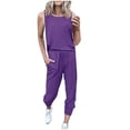 thumbnail image 2 of SDNall Womens Fashion Casual Sleeveless Top And Pants Set, 2 of 9