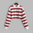 thumbnail image 1 of Botrong Womens Color Stripe Button Long Sleeve Pullover Hoodies Sweatshirt Tops Blouse Gifts for Family on Clearance, 1 of 7