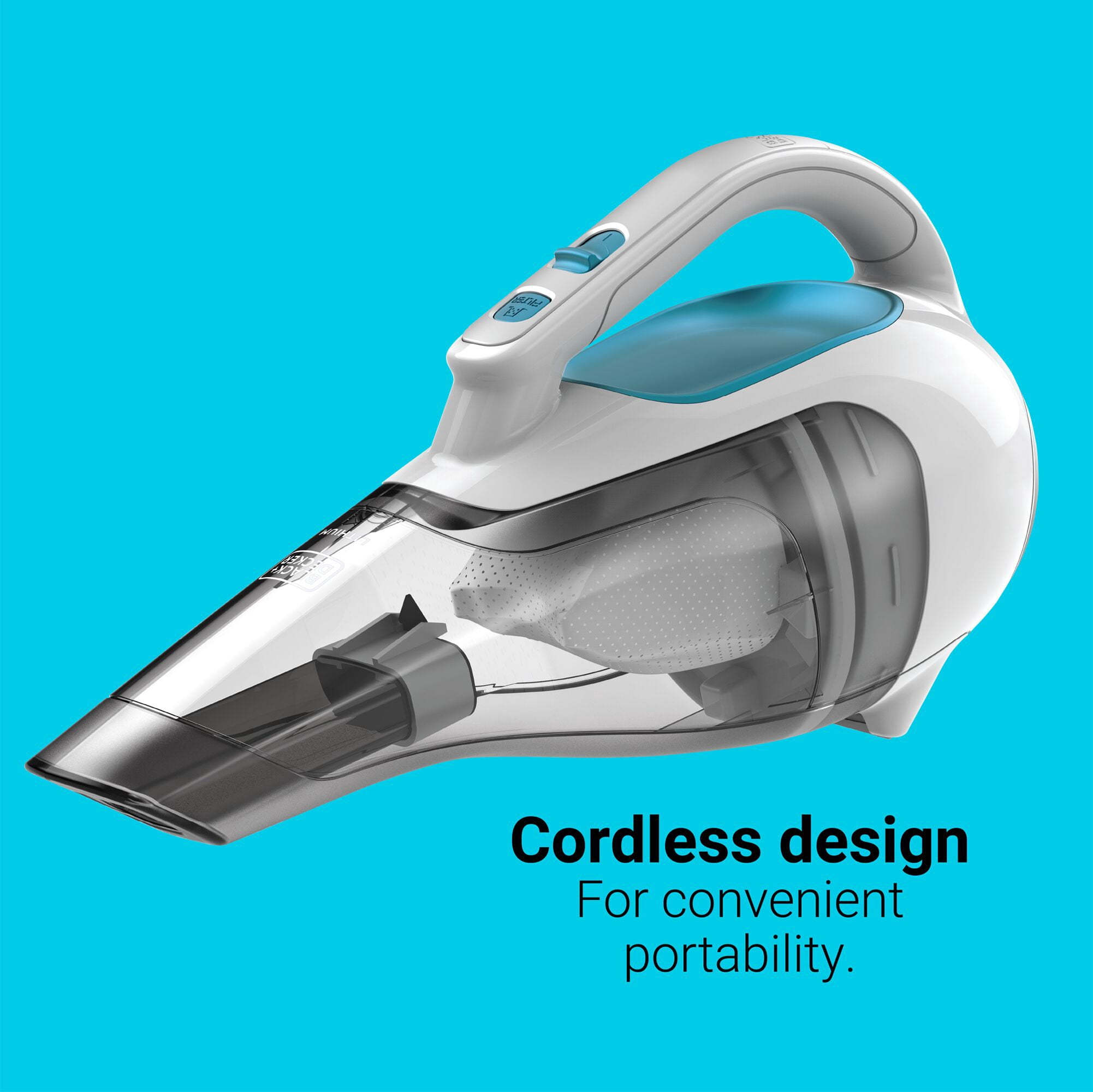 BLACK+DECKER Dustbuster Cordless 10.8V Handheld Vacuum, for Dirt and Debris, with Crevice Tool and Push-in Brush, HHVI315JO42, White