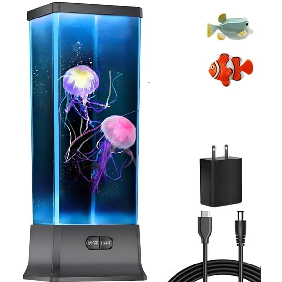 Lampe Réservoir Méduse Électrique – Veilleuse d'Ambiance Relaxante pour Chambre et Déco Sensorielle de Pièce, Cadeau Apaisant pour Enfants et Adultes avec St
