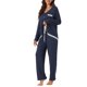 thumbnail image 4 of INSPIRAR CHIC Conjuntos de Pijamas de Modal Casual para Mujeres con Botones y Pantalones Elásticos Suaves XL Azul, 4 of 6
