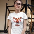 thumbnail image 3 of Tee Hunt Merry Christmas Buck T-Shrit Reindeer Rudolph Holiday Spirit Women's T-Shirt Tee, White, Small, 3 of 5