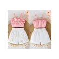 thumbnail image 3 of Aojekbee Baby Girl Summer Outfits Cute Sleeveless Ruffle Tops + Crochet Flower Shorts Set Toddler 2Pcs Clothes, 3 of 10