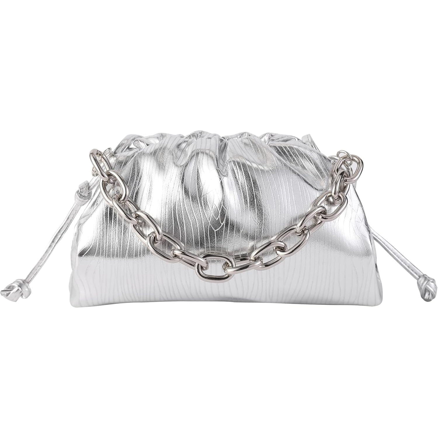 Dumpling Bag Clutch Purse for women Shoulder Bag Designer Cloud handbag PU Leather Woven Handbag Silver Walmart