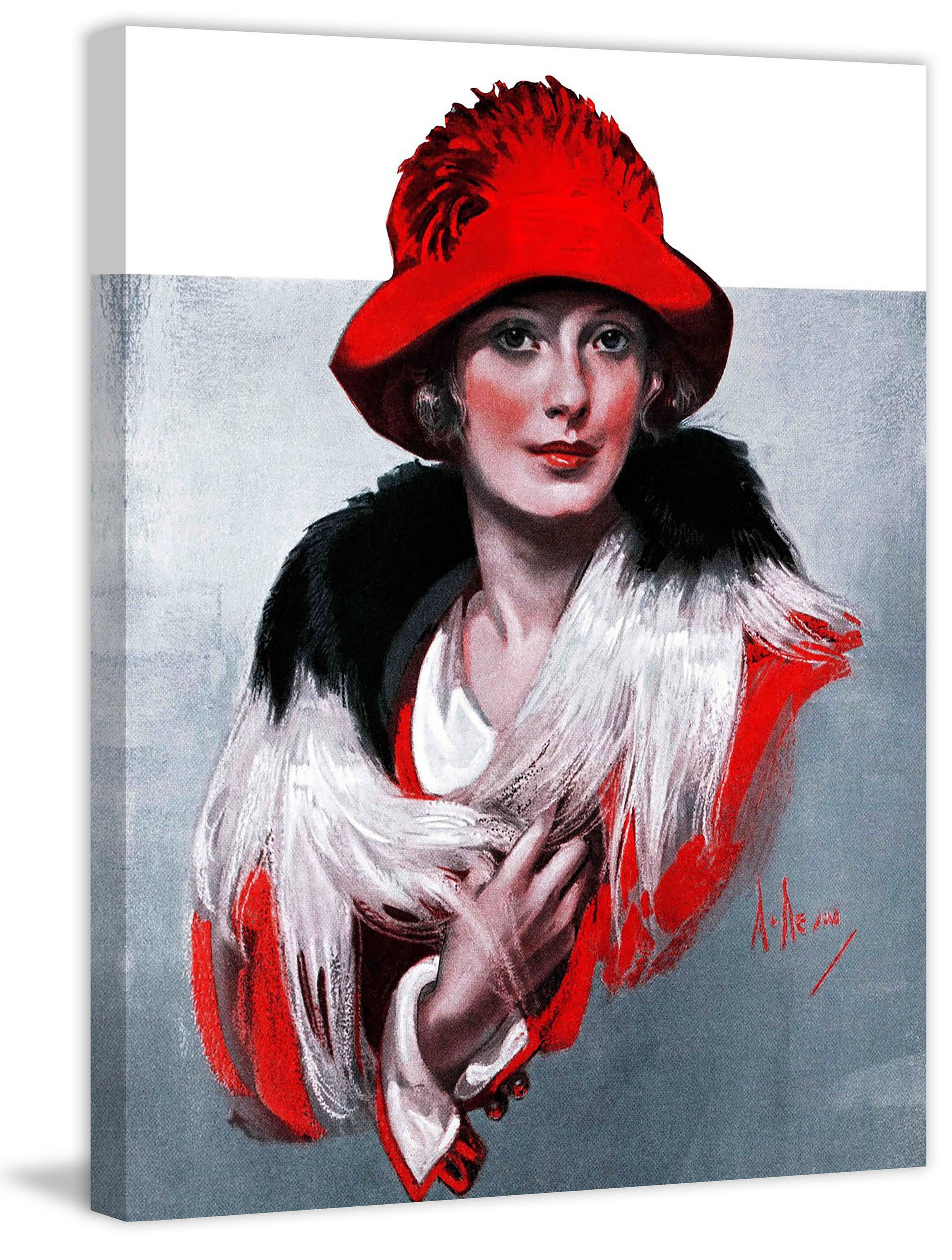 "Woman in Red Hat" Painting Print on Wrapped Canvas