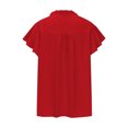 thumbnail image 5 of Olyvenn Fashion Womens Eyelet Tops Dressy Casual Ruffle Cap Sleeve Button V Neck Blouses Business Work Shirts Tee Summer Outfits Red L, 5 of 8