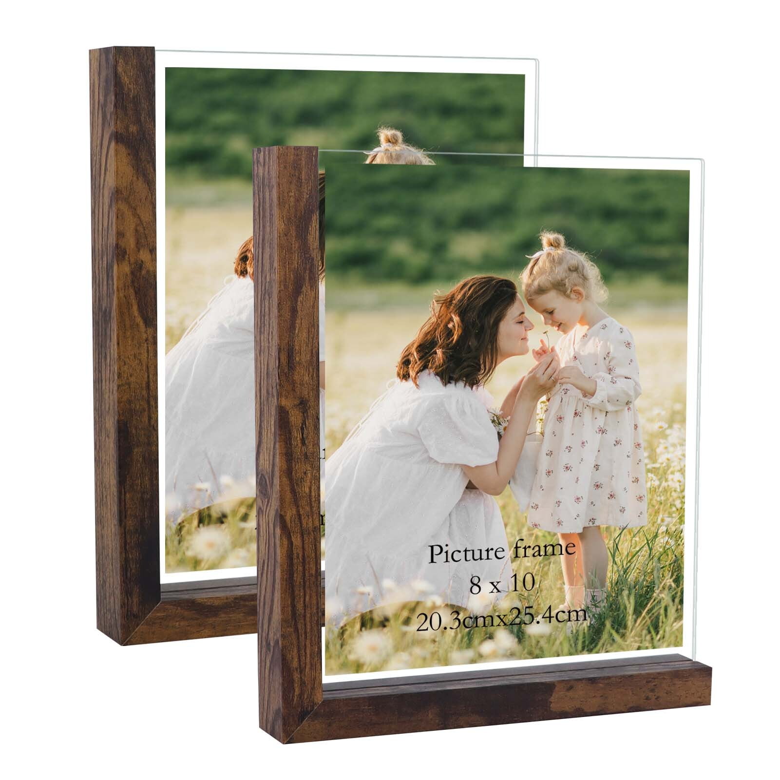 2 Pack 8x10 Picture Frames, Rustic L Shaped Double Sided Frames