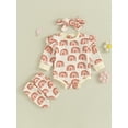 thumbnail image 2 of Infant Baby Girls Fall 3Piece Outfits Rainbow Print Long Sleeves Romper and Cute Headband Socks Set, 2 of 7
