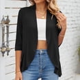thumbnail image 2 of Women Cover Up Blouse Summer Pure Color Three Quarter Length Sleeve Ruffle Hem Cover Up Jacket, 2 of 5