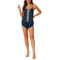 thumbnail image 1 of Pijamas de satén para mujer INSPIRE CHIC, camisón sin mangas con espalda de carreras, ropa de dormir con pantalones cortos, conjunto de lounge de seda M azul, 1 of 6