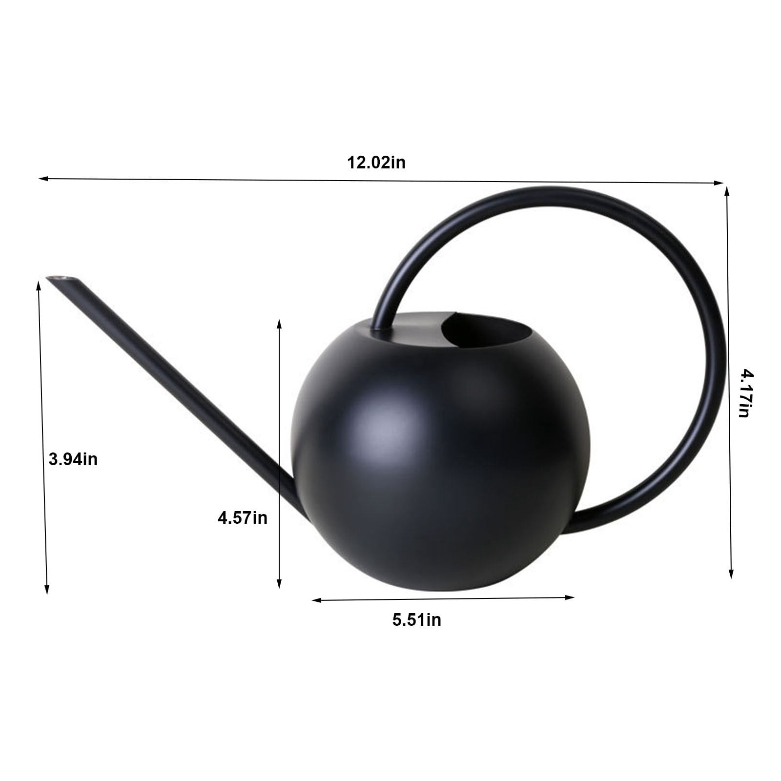 Gecau Stainless Steel Watering Can - Metal Watering Can With Long Spout To Spillage, Perfect Plant Watering Can For Outdoor And Indoor Plants Black Art&Cr