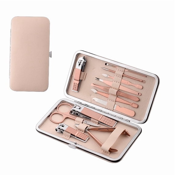 Knubmt Pack of 12 Manicure Set Stainless Steel Nail Clipper Set Professional Toenail Clipper Grooming Tool Pedicure Kit for Women Men