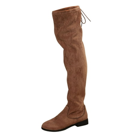 

Ediodpoh European And Foreign Trade Solid Color Flat Autumn And Winter Women s Over Knee Boots Womens Winter Boots Brown 9