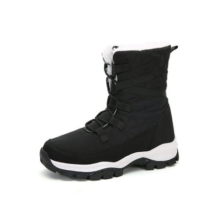 

Harsuny Women Winter Boot Faux Fur Snow Boots Plush Lined Warm Shoes Hiking Casual Slip Resistant Mid-Calf Black 7.5