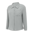 thumbnail image 2 of Women Crinkle Gauze Cotton Blend Oversized Button Down Shirt with Chest Pocket, Lightweight Summer Casual Top,Gray,2XL, 2 of 7