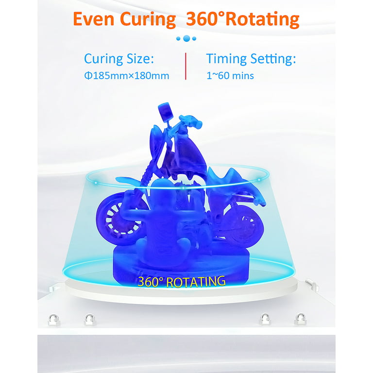 3D Printer UV Curing Light Box for LCD/DLP/SLA Resin Printer Model, DIY  405nm UV Resin Curing Station with 360Driven Turntable, Intelligent Time
