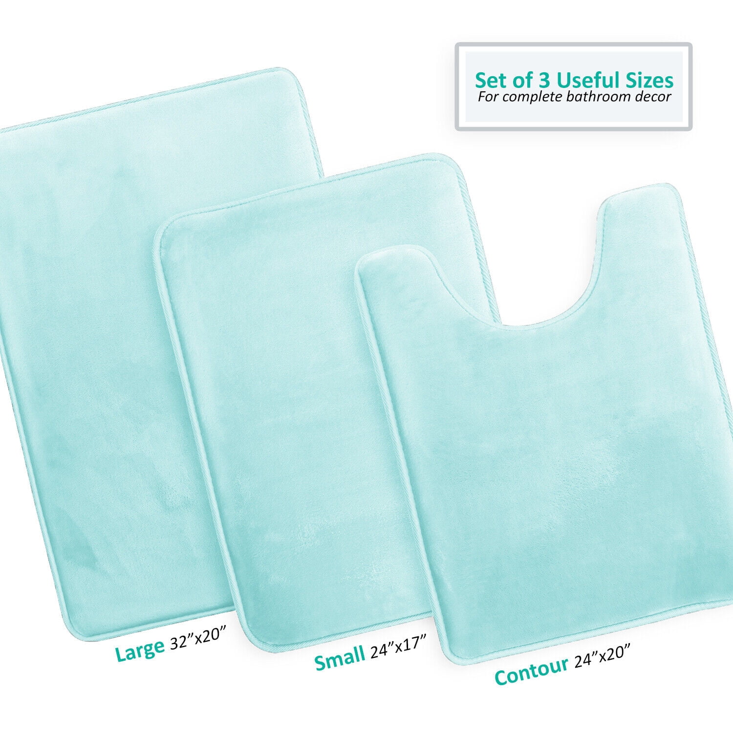SAYFUT Memory Foam 3 PC Bathroom Rug Absorbent Bath Mat Set Small Large and Contour Rug