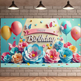thumbnail image 6 of Colorful Flower Balloon Butterfly Themed Happy Birthday Banner Party Decoration Backdrop Photography Props Party Supplies Decor Background for Birthday Party Celebrations, 6 of 8