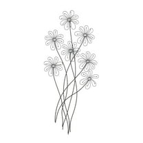 DecMode Black Metal 3D Wire Floral Wall Decor with Crystal Embellishments